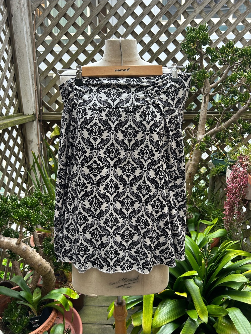 Tranquility by Colorado Clothing Black and White Damask Midi Skirt